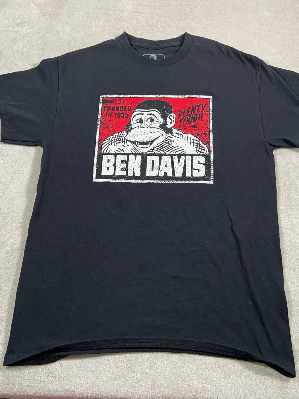 Ben Davis Black Short-Sleeve Tee with Red and White Logo Graphic medium